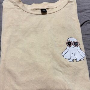 Beige T-Shirt with Ghost Graphic